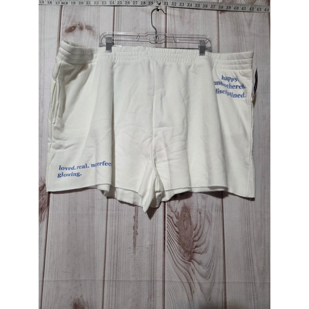 Grayson Threads Womens 3X Cream Fleece Graphic Lounge Shorts NWT White Comfort
